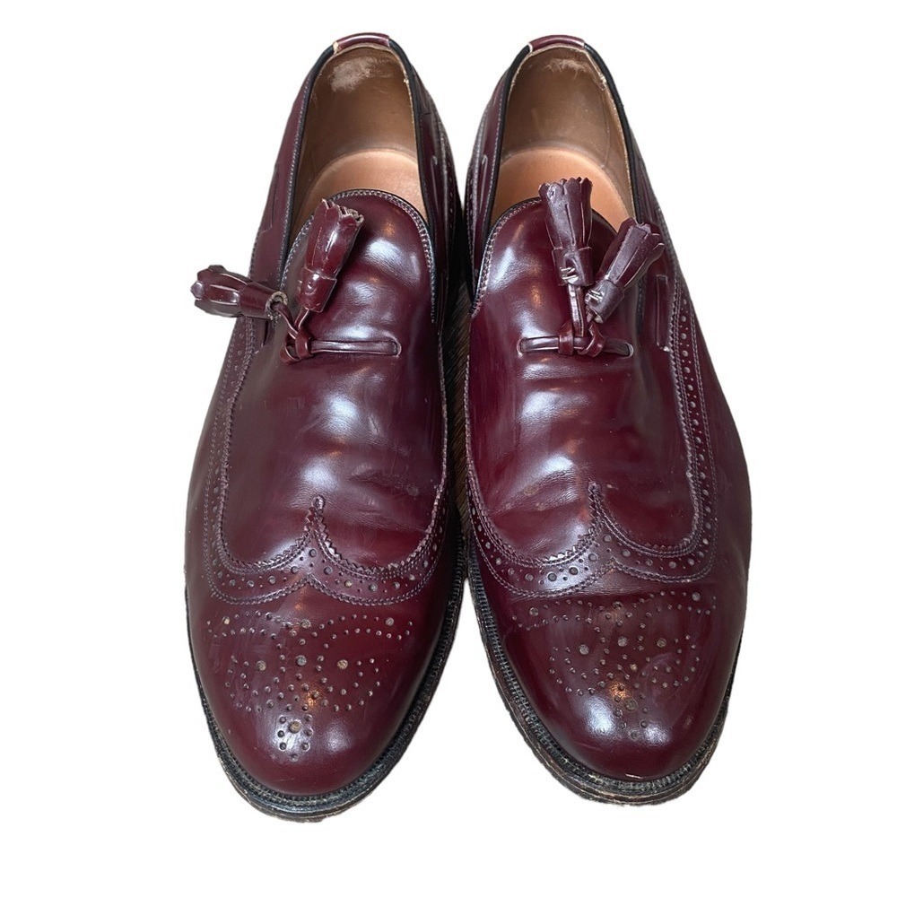 Allen Edmonds Mens Berwick Tassel Oxford Wing Tip Shoe Size 9 Burgundy Leather